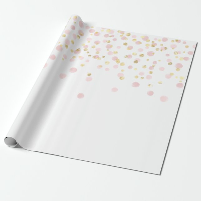Elegant Gold Pink Dot Confetti Geschenkpapier (Ungerollt)