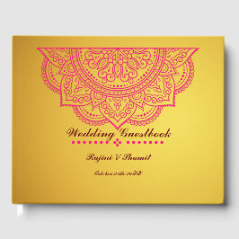Elegant Gold Pink Paisley Mandala Gästebuch