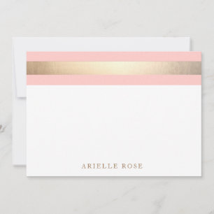 Elegant Gold Pink Stripe Mitteilungskarte