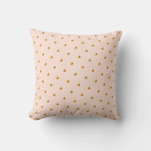 Elegant Gold Polka Dots auf Korallenrosa Kissen
