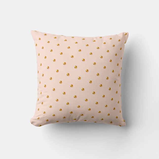 Elegant Gold Polka Dots auf Korallenrosa Kissen (Vorderseite)