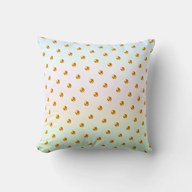 Elegant Gold Polka Dots auf Pastellfarben Kissen (Vorderseite)