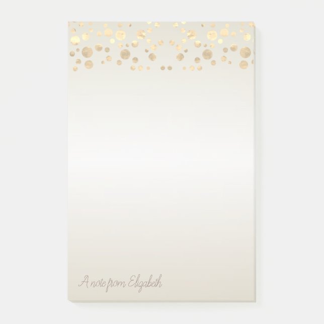 Elegant Gold Polka Dots, Confetti-Personalisiert Post-it Klebezettel (Vorderseite)
