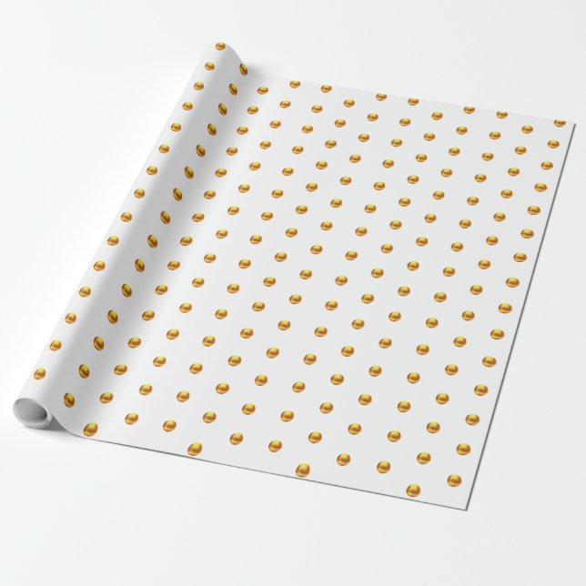 Elegant Gold Polka Dots on White Geschenkpapier (Ungerollt)