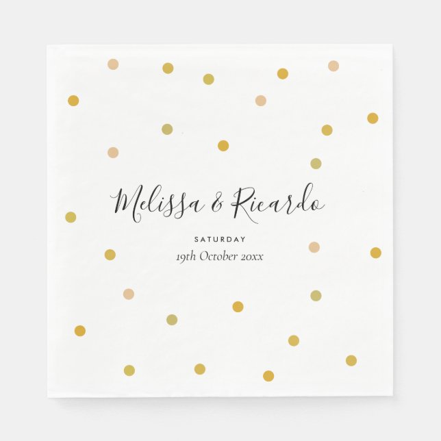 Elegant Gold Polka Dots Wedding Serviette (Vorderseite)