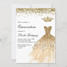 Elegant Gold Quinceanera Einladung