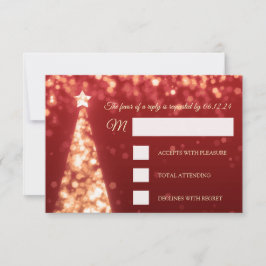 Elegant Gold Red Christmas RSVP Karte