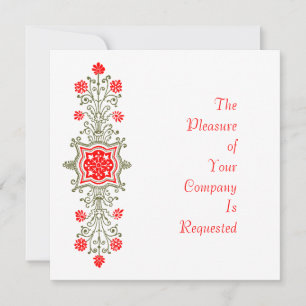 Elegant Gold Red Floral Etcing Custom Einladungen