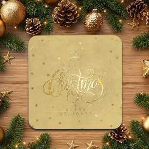 Elegant Gold Reindeer Gold Briefe Weihnachten Getränkeuntersetzer