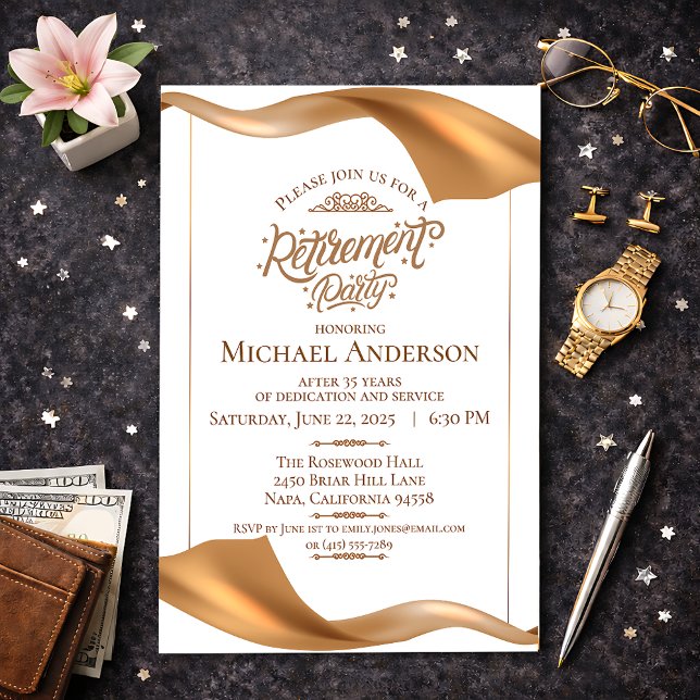 Elegant Gold Retirement Party Invitation Einladung (Von Creator hochgeladen)