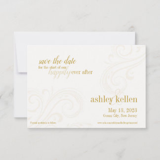 Elegant Gold Rett-the-Date, Caroline Wedding Save The Date