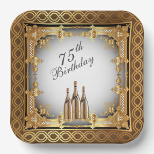 Elegant Gold Rim 75. Geburtstagsparty Pappteller