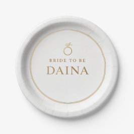 Elegant Gold Ring Bridal Party Plates, Customised Pappteller
