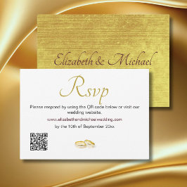 Elegant Gold Rings Wedding QR Code UAWG RSVP Karte