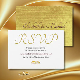 Elegant Gold Rings Wedding RSVP Karte