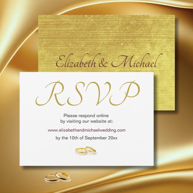 Elegant Gold Rings Wedding RSVP Karte (Von Creator hochgeladen)