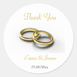 Elegant Gold Rings Wedding Vielen Dank Sticker