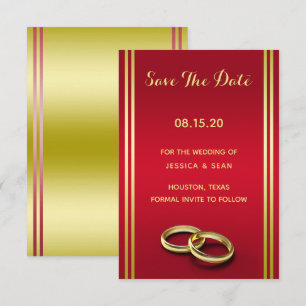 Elegant Gold & Rot, Hochzeitsringe Hochzeit Save The Date