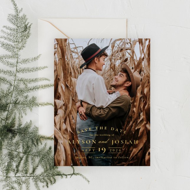 Elegant Gold Save the Date Folieneinladung (Von Creator hochgeladen)