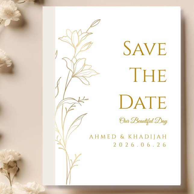 Elegant Gold Save the Date Islamic Wedding  (Von Creator hochgeladen)