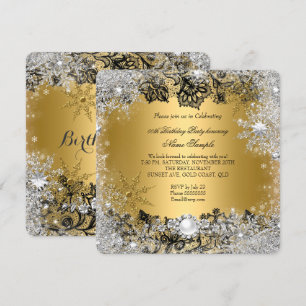 Elegant Gold Schwarz Spitze Silber Schneeflocke Ge Einladung