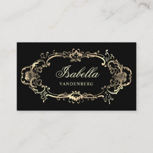 Elegant Gold Schwarz Vintage Barock Ornamente Visitenkarte
