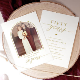 Elegant Gold Script 50th Wedding Anniversary Party Einladung