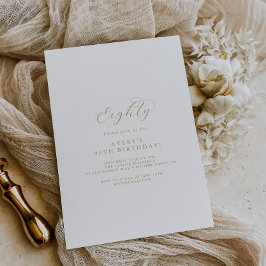 Elegant Gold Script 80. Geburtstagsparty Einladung