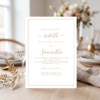 Elegant Gold Script Border 60. Geburtstagsparty