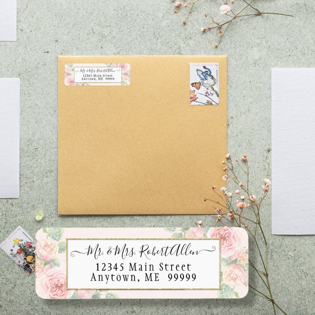 Elegant Gold Script Botanische Rosa Rose n Greener (Von Creator hochgeladen)