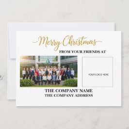 Elegant Gold Script Corporate Team Photo Flat Feiertagskarte