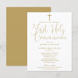 Elegant Gold Script First Holy Communion Postkarte