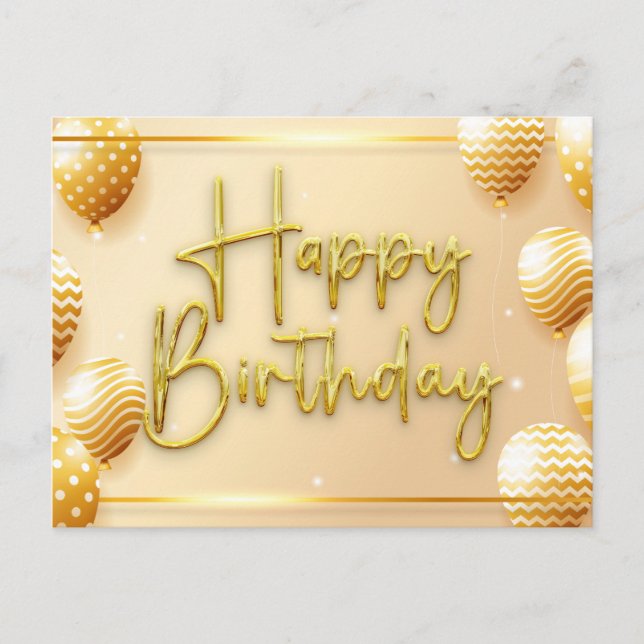 Elegant Gold Script Happy Birthday Postkarte (Vorderseite)