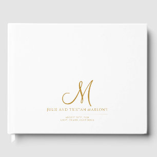 Elegant Gold Script Initial Wedding Monogram Gästebuch