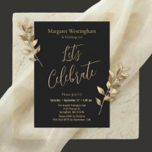 Elegant Gold Script Let's Celebrate 70th Birthday