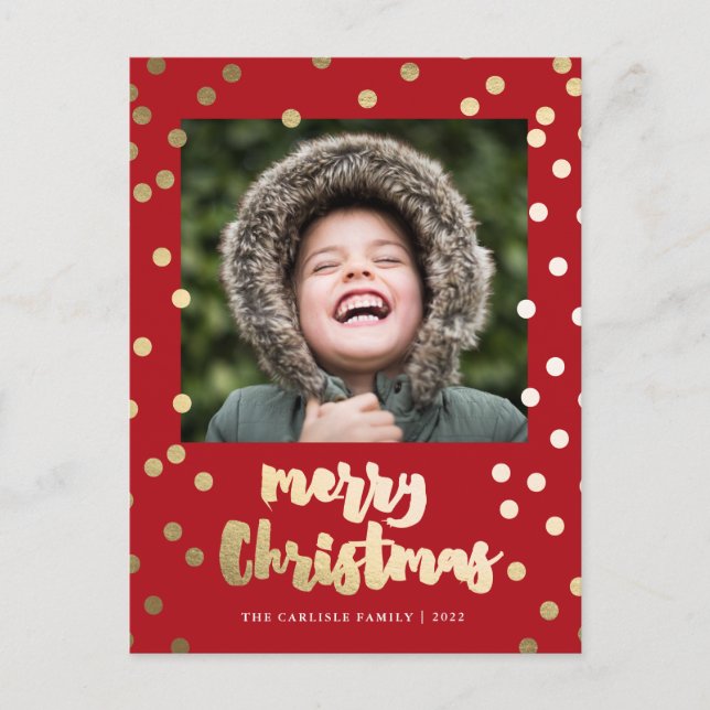 Elegant Gold Script Merry Christmas Feiertagspostkarte (Vorderseite)