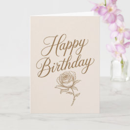 Elegant Gold Script Minimalist Birthday Card Karte