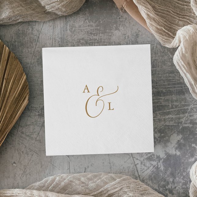 Elegant Gold Script Monogram Wedding Napkins Serviette (Von Creator hochgeladen)