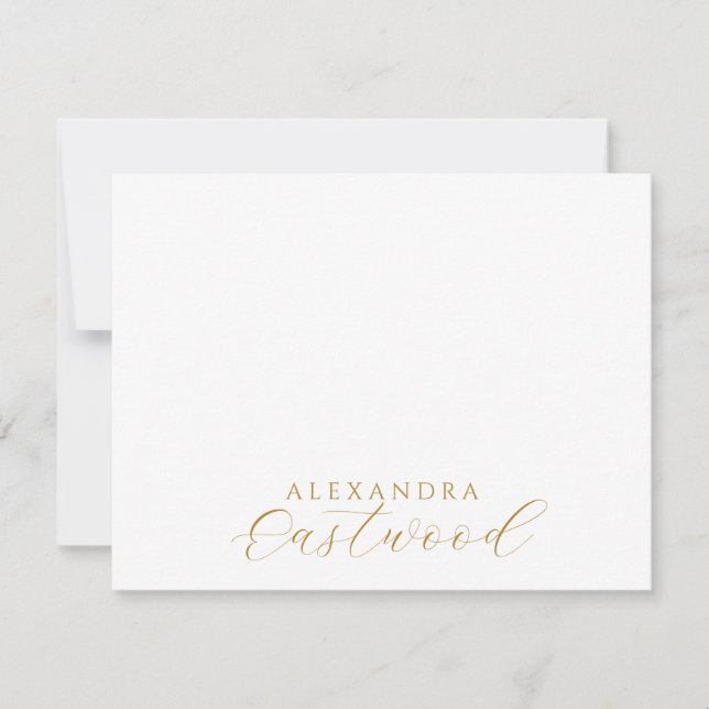Elegant Gold Script Name Typography Mitteilungskarte (Vorderseite)
