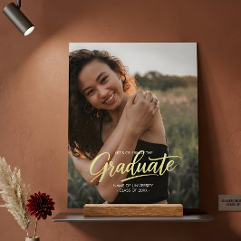 Elegant Gold Script Photo Graduation  Acrylschild