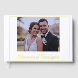 Elegant Gold Script Photo Wedding Guestbook Gästebuch