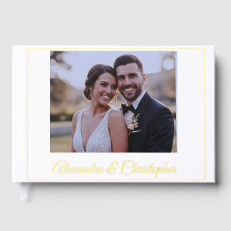 Elegant Gold Script Photo Wedding Guestbook Gästebuch