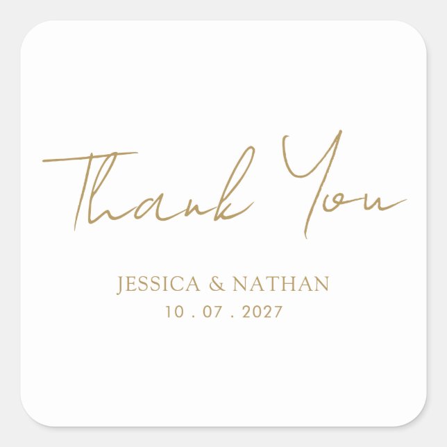 Elegant Gold Script Wedding Dankeschön Sticker (Vorderseite)