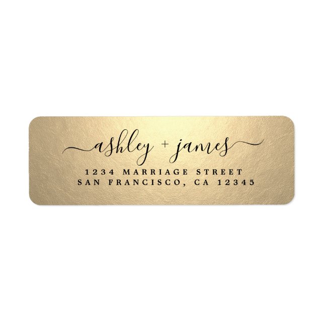 Elegant Gold Script Wedding Return Address (Vorne)