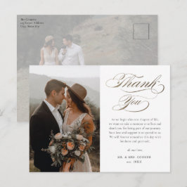 Elegant Gold Script Wedding Vielen Dank Postkarte