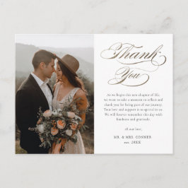 Elegant Gold Script Wedding Vielen Dank Postkarte