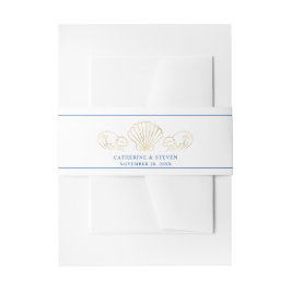 Elegant Gold Seashell Waves Wedding Einladungsbanderole