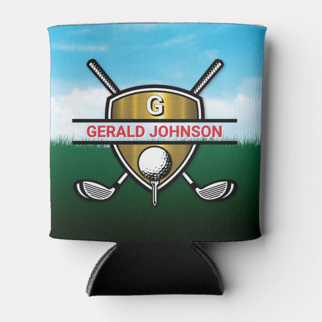 Elegant Gold Shield Golf Monogram Design Can Coole Dosenkühler (Vorderseite)