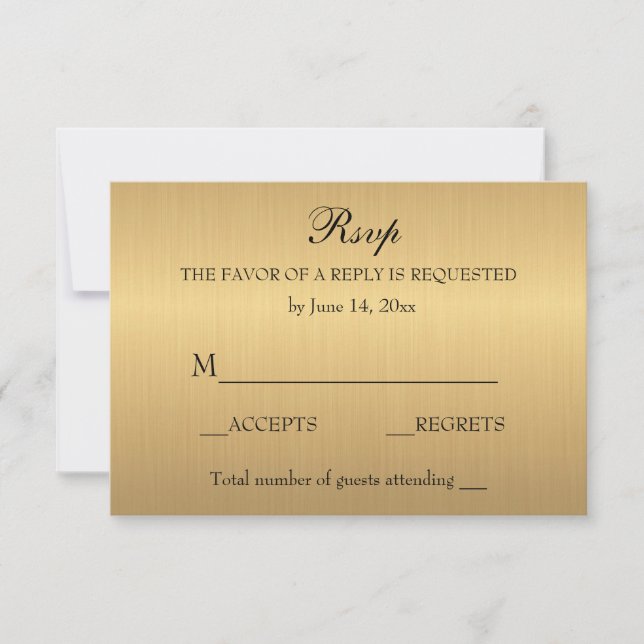Elegant Gold Shimmer Hochzeitstag RSVP Karte (Vorderseite)
