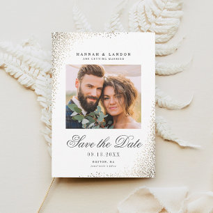 Elegant Gold Shimmer Wedding Photo Save the Date Einladung